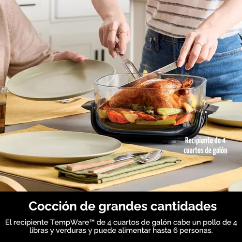 Miniatura 6 de Ninja Crispi Sistema de Freidora de Aire de Vidrio Portátil 5 en 1, 1500W, 6 Tazas, Contenedores TempWare de 4 Cuartos y 2.5 Cuartos con Tapas, Apto