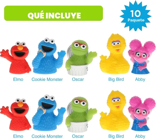 Miniatura 2 de Sesame Street Juego de marionetas de dedo de 10 piezas, recuerdos educativos para fiestas y juguetes de baño