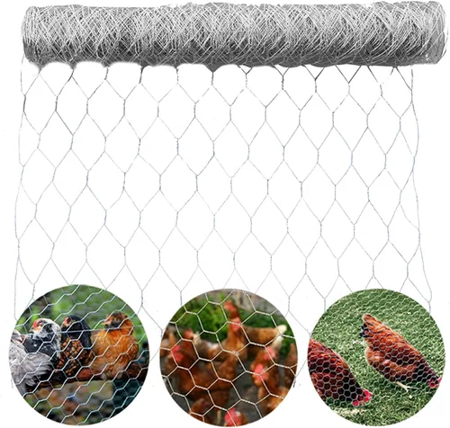 Miniatura 5 de Malla hexagonal galvanizada para aves de corral para proyectos de manualidades y jardinería, valla de malla metálica/alambre de pollo