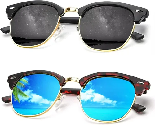 Miniatura 52 de KALIYADI - Gafas de sol polarizadas para hombres y mujeres unisex, marco semirretráctil, estilo retro, para conducir, con bloqueo UV