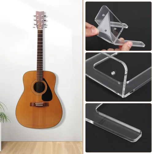 Miniatura 4 de EXCEART Gancho de pared de guitarra acrílica transparente, gancho de montaje invisible para guitarra acústica/eléctrica, violín, ukelele, soporte