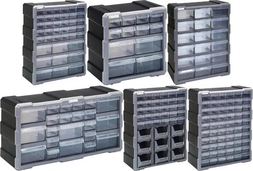 Miniatura 2 de Quantum Storage Systems PDC-18BK Organizador de piezas de gabinete con 18 cajones, 19 pulgadas de alto x 15 pulgadas de ancho x 7 pulgadas
