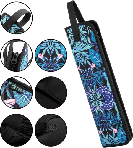 Miniatura 7 de Beautyflier Funda de viaje universal para rizador, resistente al calor, lona, flor azul