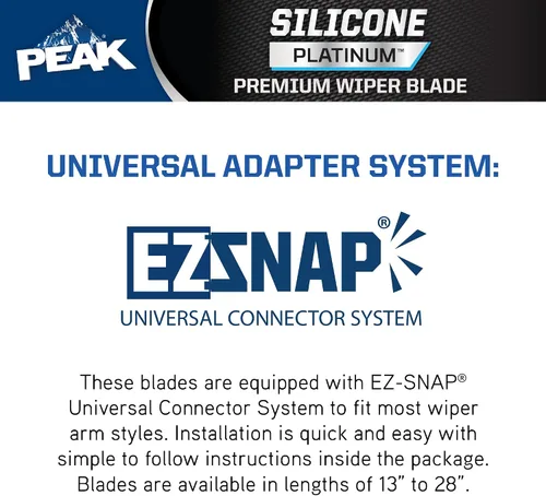 Miniatura 7 de PEAK Silicone Platinum - Limpiaparabrisas delantero de 13 pulgadas, limpiaparabrisas de repuesto con conector universal, paquete de 1 unidad