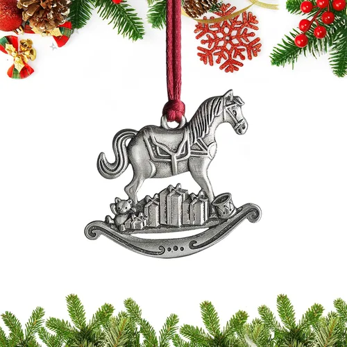 Miniatura 11 de Adornos navideños, 2024 Adorno de árbol de Navidad de peltre sólido hecho a mano de metal para colgar, artesanía DIY, coleccionables para árboles