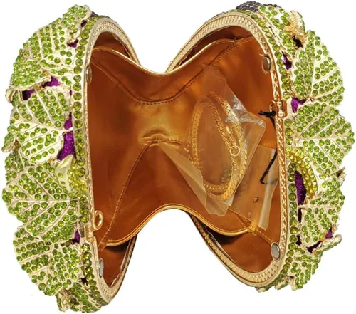 Miniatura 5 de Bolso de mano con diamantes de imitación brillantes para mujer, diseño de uva, para banquete, baile de graduación, bolso de hombro