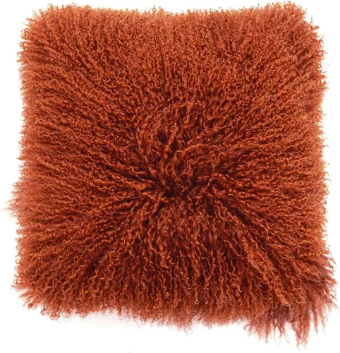 Miniatura 19 de Funda de almohada de piel de cordero mongol tibetano, 100% piel de oveja real, rollo de lana de cordero, cuadrada, decorada para sala de estar, Negro