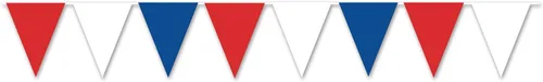 Miniatura 10 de Beistle Banderín triangular rojo, blanco y azul, 17 x 30 pies, decoración patriótica para porche, suministros de fiesta temática para el 4 de julio