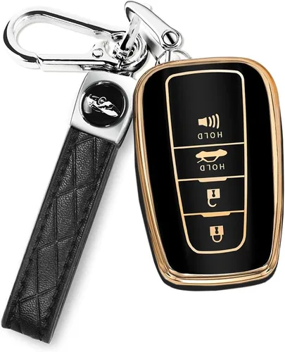 Miniatura 16 de QBUC para Toyota Funda para Llavero con Llavero Adecuada para RAV4 Camry Avalon C-HR Corolla GT86 Estuche de Llavero de TPU Premium (Estilo 1-Azul)