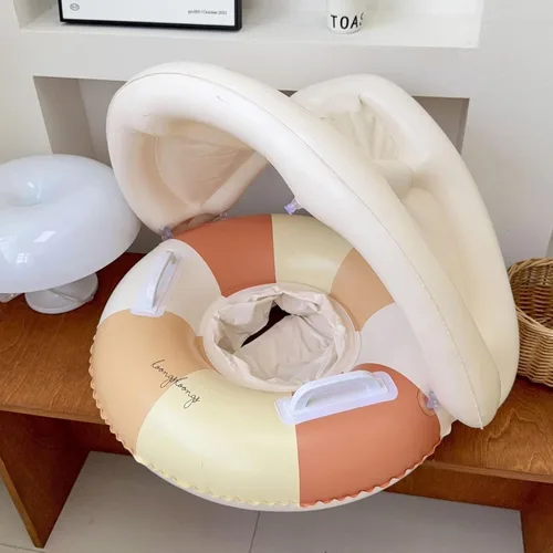 Miniatura 6 de Babyy - Flotador de piscina – Anillo de protección solar, asiento de seguridad plegable, flotador de natación retro con toldo y sombrilla Juguete