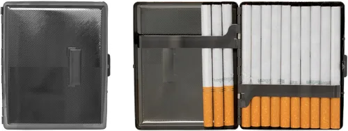 Miniatura 6 de Juego de 2 cajas de cigarrillos de los años 100 chapadas en metal y caja de almacenamiento (impresión victoriana plateada)