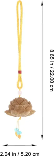 Miniatura 5 de ULTNICE Colgante colgante de madera de loto para automóvil, 8.66 pulgadas, flor de loto, llavero para bolsa de coche, adorno decorativo