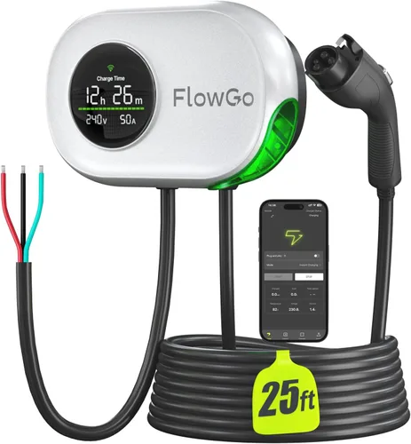 Miniatura 8 de Cargador eléctrico de nivel 2 de 40 A, cargador eléctrico inteligente para el hogar, pantalla activada por movimiento, 240 V con enchufe NEMA 14-50