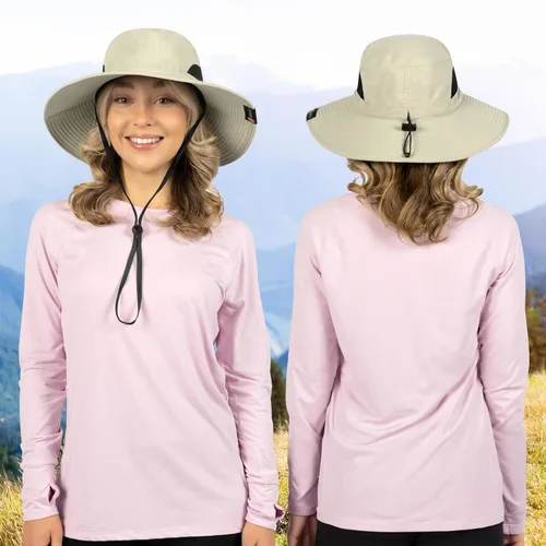 Miniatura 5 de SUN CUBE Sombrero de ala ancha para hombres y mujeres, sombreros de pesca, protección solar UV, sombrero de pescador, sombrero de pescador