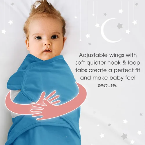 Miniatura 5 de PHF Sacos de dormir de algodón para recién nacidos, paquete de 3 unidades de 0 a 3 meses para niños, manta fácil ajustable, artículos esenciales