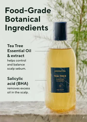 Miniatura 3 de AROMATICA Champú Clarificante de Árbol de Té, Aceite de Árbol de Té Orgánico, Natural, Cuidado para la Caspa y el Cuero Cabelludo con Comezón, 02