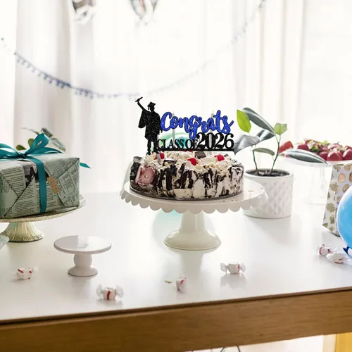 Miniatura 6 de 1 paquete de decoración para tarta de graduación para niña, con purpurina, para diploma, decoración para adultos mayores 2026, para niñas, escuela