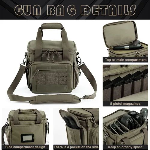 Miniatura 3 de Bolsa para el rango, estuche para pistola, bolsas de rango de estuche suave para pistolas y municiones con doble capa a prueba de explosiones