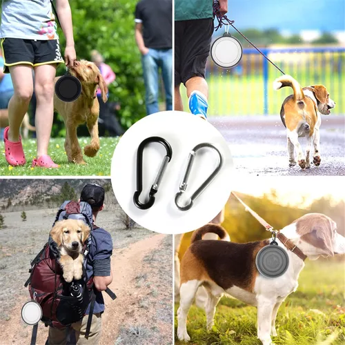Miniatura 5 de Tazón plegable para perro, paquete de 2 cuencos de viaje portátiles y plegables para mascotas, platos plegables para perros y gatos y animales