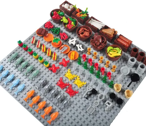 Miniatura 2 de 180 piezas de bloques de construcción de alimentos, accesorios de cocina, juego de ladrillos de construcción, juego de construcción de bricolaje