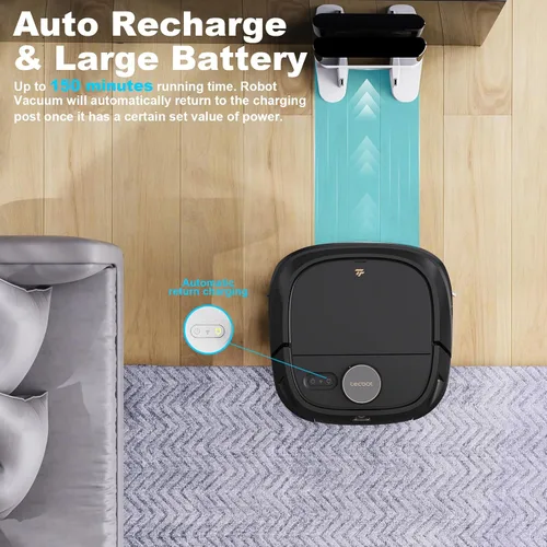 Miniatura 4 de TECBOT LiDAR - Robot aspirador y trapeador M1 Pro - Aspiradora robótica para el hogar con pelo de mascotas, alfombras, suelos de madera dura, Negro
