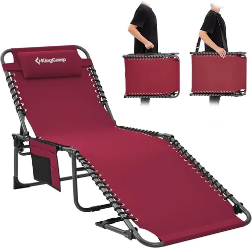 Miniatura 19 de KingCamp Silla de bronceado con agujero facial, sillas de descanso plegables para exteriores, cómodas, ajustables, de 5 posiciones, tumbona plegable