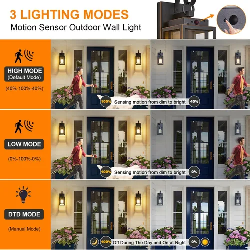 Miniatura 2 de Paquete de 2 luces de pared para exteriores con sensor de movimiento