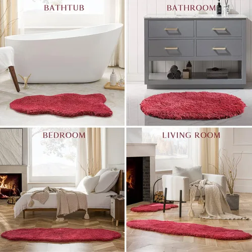Miniatura 7 de Ashler Runners - Juego de 2 alfombras de baño largas antideslizantes, absorbentes de agua rojas, alfombras de ducha ultra suaves, alfombra de baño