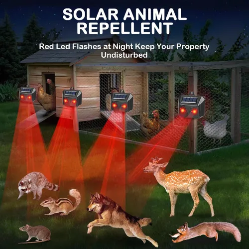 Miniatura 3 de Paquete de 4 repelentes solares nocturnos de animales con ojos de depredador, luces disuasorias impermeables para exteriores, para coyotes, ciervos