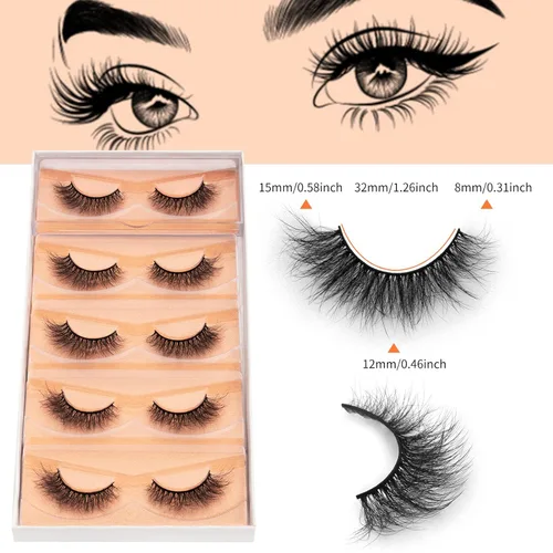 Miniatura 3 de DYSILK Pestañas postizas Wispy - Pestañas postizas de visón 5 pares 6D Extensión de pestañas postizas falsas de visón, Pestañas postizas naturales 5