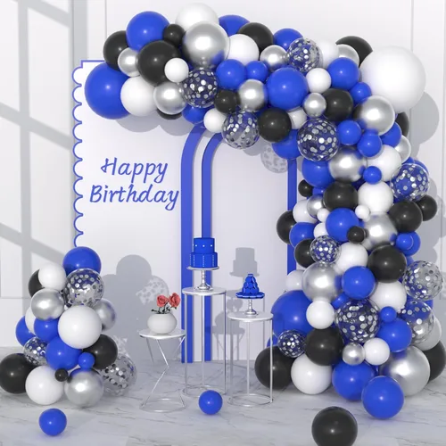 Miniatura 25 de Black and Silver Balloons Garland Arch Kit, 142PCS Black and Metallic Silver Confetti Balloons for Baby Shower Wedding Men Women Birthday