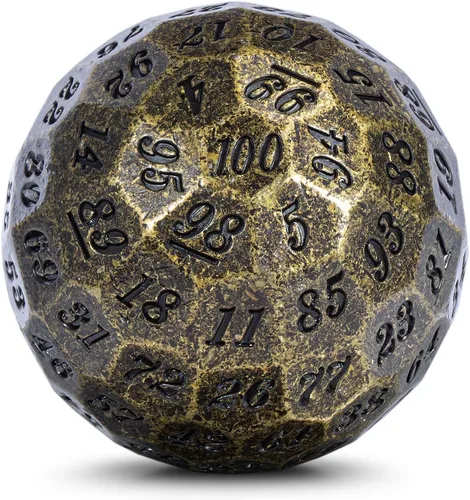 Miniatura 8 de DNDND Dado de metal D100 antiguo de cobre, dado poliédrico de 100 lados de 50mm con estuche de metal y bolsa de terciopelo