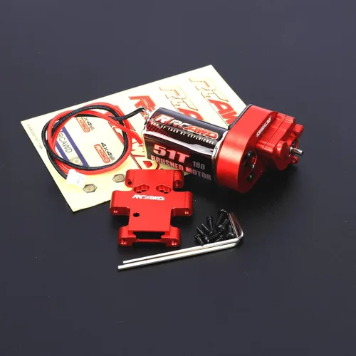 Miniatura 5 de RCAWD Transmisión de motor cepillado 180 montada 51T para 1/18 FMS EAZYRC ROC Hobby Crawlers Actualización Piezas Rojo