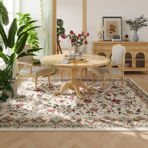 Miniatura 4 de Rugcomf Alfombras Vintage Paisley para Sala de Estar 5' x 7' - Alfombra de Área Lavable a Máquina, Alfombra Floral Antideslizante de Pelo Bajo