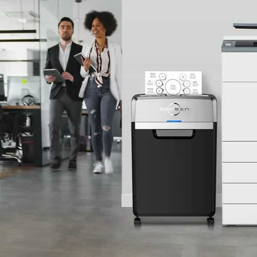 Miniatura 8 de BONSEN Trituradora de Papel de Servicio Pesado, Trituradora de Corte Cruzado de 24 Hojas, Tiempo de Funcionamiento Continuo de 40 Minutos