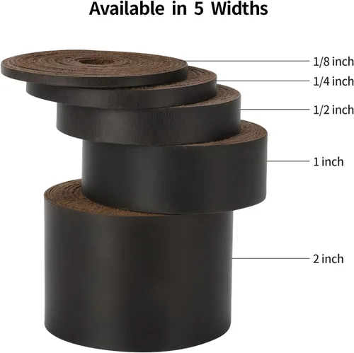 Miniatura 4 de Ringsun Tiras planas de cuero de 2 pulgadas de ancho para manualidades, tiras de cuero de grano completo para cordón de cuerda para manualidades