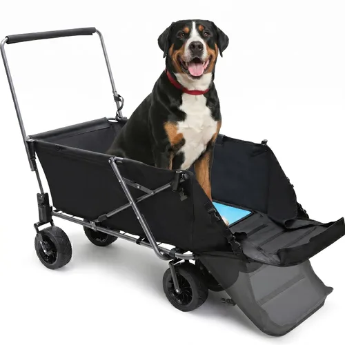 Miniatura 10 de REDCAMP Carro Plegable para Perros con Extremo Trasero Extensible de Servicio Pesado, 220L Carrito Utilitario Plegable Grande Cochecito para Perros