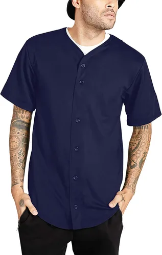 Miniatura 9 de Hat and Beyond camiseta de béisbol para hombre con botones hipster hip hop