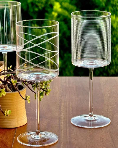 Miniatura 3 de Juego de copas de vino de 4 a 16 onzas cilíndricas de vino blanco y rojo, hechas de cristal premium sin plomo, gran regalo para bodas, aniversarios