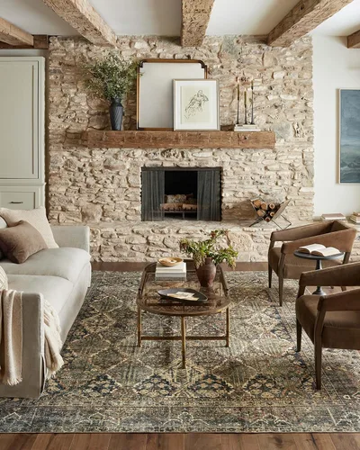 Miniatura 14 de Loloi Magnolia Home de Joanna Gaines, Colección Banks BAN-03 Azul/Laguna, 2 pies 3 pulgadas x 3 pies 9 pulgadas, altura de pelo de.13 pulgadas
