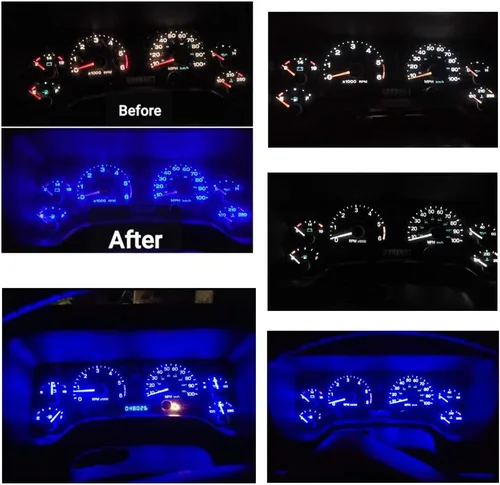 Miniatura 3 de WLJH Panel de instrumentos azul racimo velocímetro medidor tacómetro odómetro temperatura aceite indicador bombilla LED paquete para Jeep Wrangler