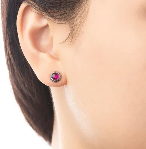 Miniatura 60 de Aretes de plata de ley con piedra natal de cristal real, joyería para mujer, moda occidental 925, envejecida, bohemia, hecha a mano, el mejor regalo
