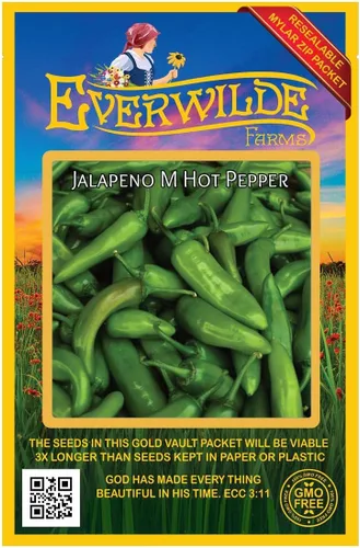 Everwilde Farms - 50 semillas de pimiento picante de jalapeño - Paquete de semillas Gold Vault