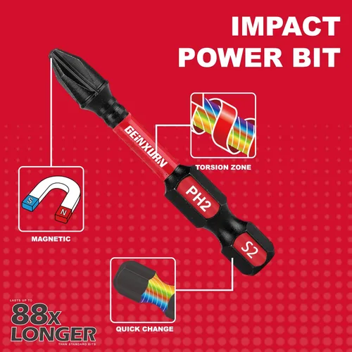 Miniatura 6 de GEINXURN Impact Tough - Juego de 23 brocas magnéticas mezcladas para destornillador, juego de puntas de destornillador de acero de aleación S2 con 1