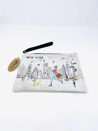 Miniatura 4 de Bolso grande de la mano del bolso del maquillaje del bolso de la cremallera del recuerdo de Nueva York para niñas y mujeres, JP-330133A, Bolso