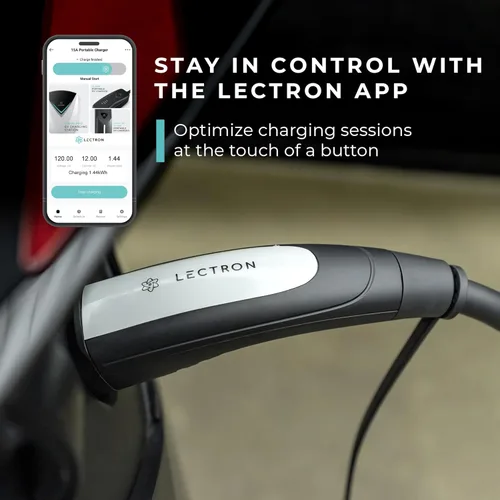 Miniatura 2 de Lectron Cargador Tesla de Nivel 1 (WiFi) con Control de Aplicación – 12 Amperios, 120V, Enchufe NEMA 5-15, Cable de Extensión de 16 pies, Conector