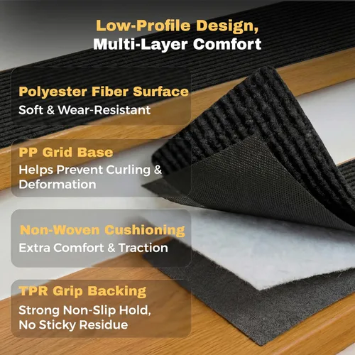Miniatura 3 de MBIGM Alfombra antideslizante para peldaños de 30 x 30 pulgadas, alfombra de seguridad antideslizante y resistente al deslizamiento, color negro