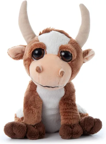 The Petting Zoo Longhorn - Animal de peluche, regalos para niños, animales de zoológico de ojos brillantes, juguete de peluche de cuerno largo de 7
