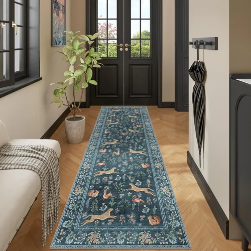 Miniatura 168 de DUKINO Alfombra de área de 6 x 9 pies, alfombra floral para sala de estar, ligera, antideslizante, lavable, alfombra de interior de pelo bajo