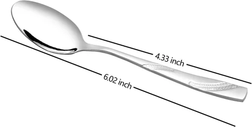 Miniatura 3 de Cuchara de postre de acero inoxidable de 16 piezas, juego de cubiertos de cuchara de postre de 6.02 pulgadas 6.02-Inch, Dessert Spoons, Cutlery